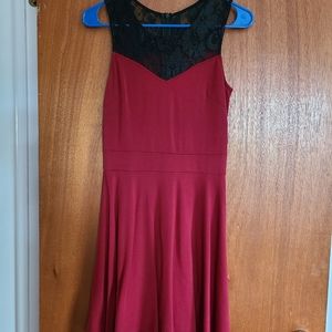 Red dress with black lace